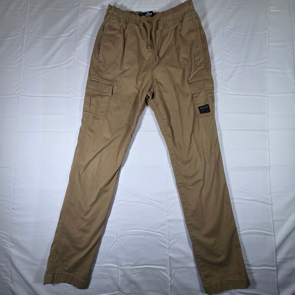 Hollister 90s Slim Epic Flex Cargo Pants Mens XS Khaki Tan Jogger Drawstring